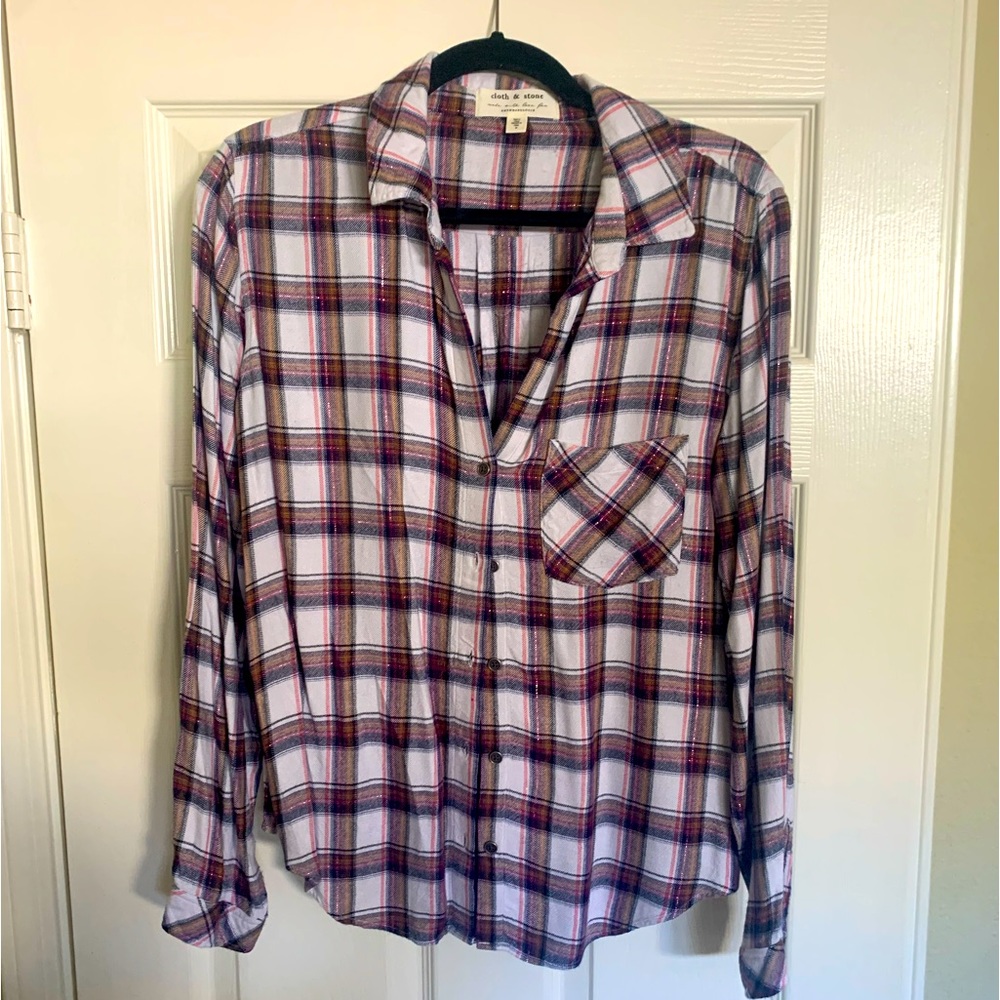 Cloth & Stone Lightweight Flannel with SPARKLE For Anthropologie Size M